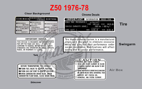 (temp sold out - eta may9) Z50 1976-1978 Warning Decals
