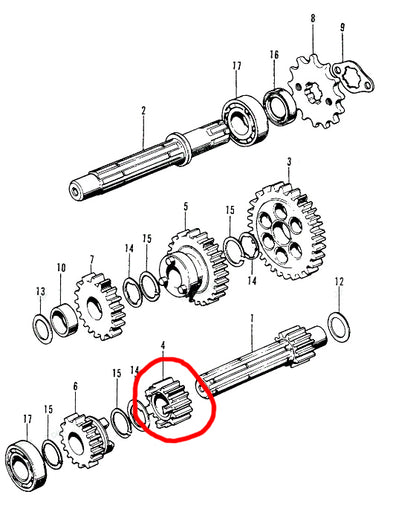 OEM Honda Second Gear Main Shaft 17T