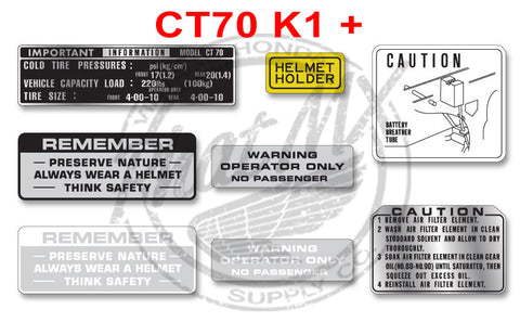 CT70 1972 - 1981  Warning Decals